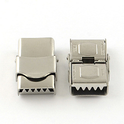 Stainless Steel Color Smooth Surface 201 Stainless Steel Watch Band Clasps, Stainless Steel Color, 25x21x8mm, Hole: 18x4mm