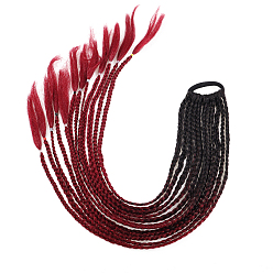 Dark Red High Temperature Fiber Colored Braids Hair Piece Ponytail Dreadlocks Hair Ornaments, Hair Accessories Women Children Girl, Dark Red, 600~650mm