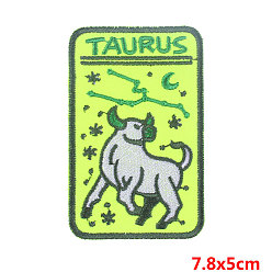 Taurus Rectangle with Constellation Computerized Embroidery Cloth Iron on/Sew on Patches, Costume Accessories, Taurus, 78x50mm