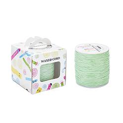 Pale Green Waxed Cotton Cords, Pale Green, 1mm, about 100yards/roll(91.44m/roll), 300 feet/roll