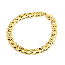 Золотой 304 браслеты из нержавеющей стали с бордюром / витые браслеты, с карабин-лобстерами , золотые, 8-1/4 дюйм (210 мм), 8 мм