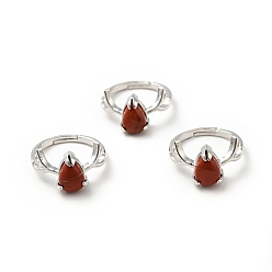Piedra Roja Anillos ajustables de asta de jaspe rojo natural, joyas de latón chapado en platino para mujer, sin plomo y el cadmio, tamaño de EE. UU. 7 3/4 (17.9 mm)