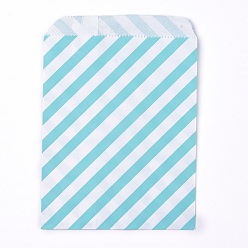 Sky Blue Kraft Paper Bags, No Handles, Food Storage Bags, Stripe Pattern, Sky Blue, 18x13cm