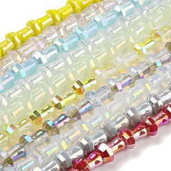 Color mezclado Abalorios de vidrio electrochapa, color de ab chapado, facetados, seta, color mezclado, 12x8 mm, agujero: 1 mm, sobre 50 unidades / cadena, 22.83'' (58 cm)