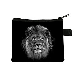 Lion Realistic Animal Pattern Polyester Clutch Bags, Change Purse with Zipper, for Women, Rectangle, Lion, 13.5x11cm