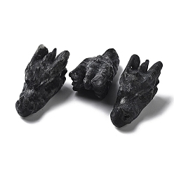 Otro Cuarzo Figuritas de cabeza de dragón curativas de cuarzo negro natural, decoraciones de exhibición de piedra de energía reiki, para el hogar adorno de feng shui, 42~45x18~21x18~20 mm
