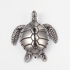 Antique Silver 304 Stainless Steel Big Pendants, Turtle/Tortoise, Antique Silver, 54x48x13mm, Hole: 5x8mm