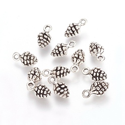 Antique Silver Tibetan Style Alloy Pendants, Cadmium Free & Lead Free, Pine Cone, Antique Silver, 13mm long, 7mm wide, 5.5mm thick, hole: 2mm