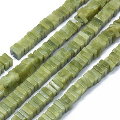 Otro Jade Hilos de jade xinyi natural / cuentas de jade del sur chino, cuentas cuadradas de heishi, 7.5~8.5x7.5~8.5x2.5~3.5 mm, agujero: 1~1.2 mm, sobre 124~129 unidades / cadena, 15.5~15.9 pulgada (39.5~40.5 cm)