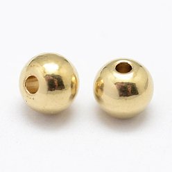 Raw(Unplated) Brass Beads, Nickel Free, Round, Raw(Unplated), 5x4mm, Hole: 1mm