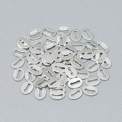 Silver 925 Sterling Silver Slice Chain Tabs, Oval with Bone Design, with 925 Stamp, Silver, 5.5x4x0.5mm