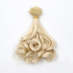 Mousseline au Citron Cheveux de perruque de poupée de coiffure permanente de poire longue de fibre à haute température, pour bricolage fille bjd making accessoires, mousseline de citron, 5.91~39.37 pouce (15~100 cm)