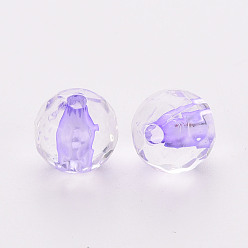 Lilas Perles acryliques transparentes, ronde, facette, lilas, 6x5.5mm, Trou: 1.4mm, environ4160 pcs / 500 g