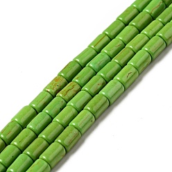 Yellow Green Synthetic Turquoise Beads Strands, Dyed, Column, Yellow Green, 8~9x5mm, Hole: 1mm, about 46pcs/strand, 15.2 inch
