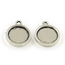 Antique Silver Vintage Flat Round Alloy Pendant Cabochon Settings, Cadmium Free & Lead Free, Double-sided Tray, Antique Silver, Tray: 25mm, 31.5x28x3mm, Hole: 2mm, about 255pcs/kg