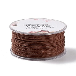 Sienna Round Waxed Polyester Cord, Twisted Cord, Sienna, 1mm, about 49.21 Yards(45m)/Roll