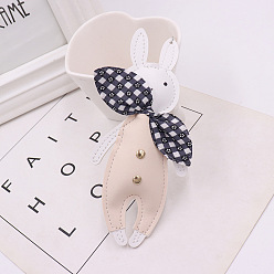 Beige PU Leather Rabbit Keychain, with Iron Findings, for Women Bag Car Key Decorations, Beige, Rabbit: 15cm