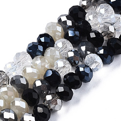Noir Perles en verre electroplate, facette, rondelle, noir, 5.5~6x5mm, Trou: 1mm, Environ 90~92 pcs/chapelet, 16.54 pouces ~ 16.93 pouces (42~43 cm)