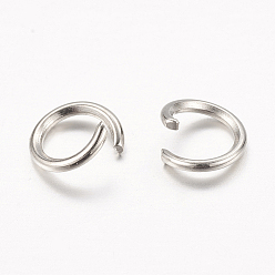 Platinum Iron Jump Rings, Open, Platinum Color, 6x0.9mm, Inner Diameter: 4.2mm, about 9600pcs/1000g