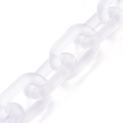 Clair Chaînes de câble acryliques transparentes faites à la main, ovale, pour la fabrication de bijoux, clair, lien: 31x19x5 mm, 39.37 pouce (1 m)/brin