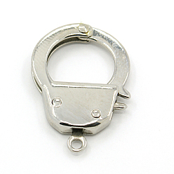 Stainless Steel Color 304 Stainless Steel Handcuff Clasps, 38x26mm, Hole: 2mm