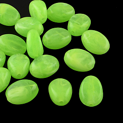 Lawn Green Oval Imitation Gemstone Acrylic Beads, Lawn Green, 18x13x9.5mm, Hole: 2mm, about 310pcs/500g