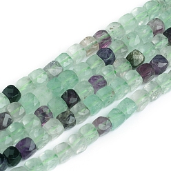 Fluorite Natural Fluorite Beads Strands, Faceted, Cube, 4~5x4~5x4~5mm, Hole: 0.7mm, about 72~76pcs/Strand, 15.55 inch(39.5cm)