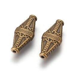 Antique Bronze Tibetan Style Alloy Beads, Rhombus, Antique Bronze, Lead Free & Cadmium Free, 22x10x5mm, Hole: 1.4mm