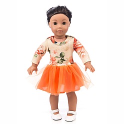 Orange Flower Pattern Cotton Doll Dress, Doll Clothes Outfits, Fit for American 18 inch Girl Dolls, Orange, 235mm