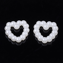 Marfil Anillos de unión de perlas de imitación de plástico abs, corazón, blanco cremoso, 11.5x11.5~12x3 mm
