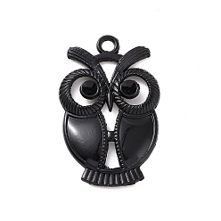 Owl Alloy Pendants, Electrophoresis Black, Owl, 34x21x2mm, Hole: 2.5mm