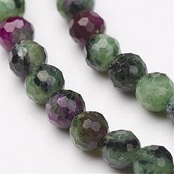 Ruby in Zoisite Natural Ruby in Zoisite Bead Strands, Faceted, Round, 4.5mm, Hole: 1mm, about 93pcs/strand, 15.5 inch