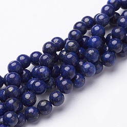 Lapis Lazuli 16 grade de pouce un brin de perles de lapis-lazuli naturel teint rond, 6mm, Trou: 0.8mm, Environ 61 pcs/chapelet, 16 pouce