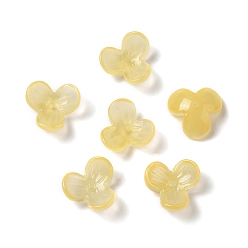 Light Yellow Dyed Glass Beads Cap, 3-Petal, Light Yellow, 12x13x4.5mm, Hole: 1.2mm