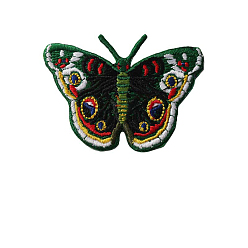 Coloré Tissu de broderie informatisé en forme de papillon, patchs à repasser/à coudre, accessoires de costumes, colorées, 45x62mm