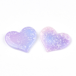 Lila Cabuchones de resina opacos, corazón, lila, 30x35x4 mm