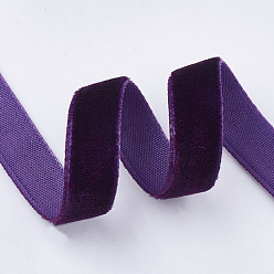 Purple Single Face Velvet Ribbon, Purple, 3/8 inch(9.5~10mm), about 50yards/roll(45.72m/roll)