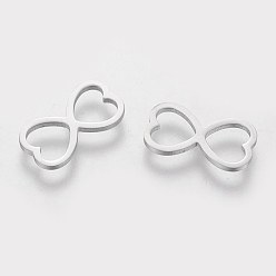 Stainless Steel Color 201 Stainless Steel Charms, Infinity Heart, Stainless Steel Color, 7x14x1.2mm