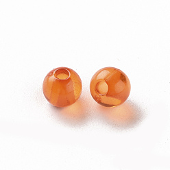 Orange Foncé Perles acryliques transparentes, ronde, orange foncé, 6x5mm, Trou: 1.8mm, environ4400 pcs / 500 g