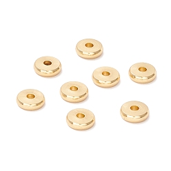 Real 18K Gold Plated 202 Stainless Steel Beads, Disc/Flat Round, Real 18K Gold Plated, 7x2mm, Hole: 2mm