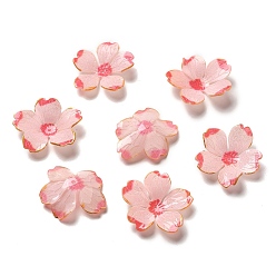 Pink Flower Bead Cap, for DIY Jewelry Making, Pink, 25~28x5~7mm, Hole: 0.9~1mm