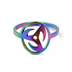 Rainbow Color Chapado en iones (ip) 201 anillo de dedo de rueda de acero inoxidable para mujer, color del arco iris, tamaño de EE. UU. 6 1/4 (16.7 mm)