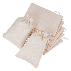 Light Goldenrod Yellow Burlap Packing Pouches Drawstring Bags, Light Goldenrod Yellow, 18x13cm