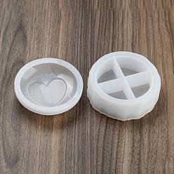 White Heart Pattern Storage Box DIY Silicone Molds, Resin Casting Molds, for UV Resin, Epoxy Resin Craft Making, White, 88~93x22~30.5mm, Inner Diameter: 72~85mm, 2pcs/set