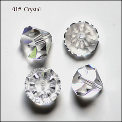 Прозрачный Имитация Австрийские кристаллические шарики, класс AAA, граненые, алмаз, прозрачные, 7x5 мм, отверстие : 0.9~1 мм