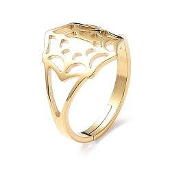 Золотой Ионное покрытие (ip) 304 регулируемые кольца из нержавеющей стали в виде паутины для женщин, золотые, размер США 6 1/4 (16.7 мм)