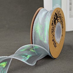 Серебро Полиэстер органза лента, для упаковки подарков, изготовление галстука-бабочки, плоский, серебряные, 1-5/8 дюйм (40 мм), около 9.84 ярдов (9 м) / рулон