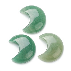 Зеленый Авантюрин Естественный зеленый авантюрин кабошонов, нет отверстий / незавершенного, для проволоки завернутые кулон решений, луна, 34~35x29~30x7.5~9 мм