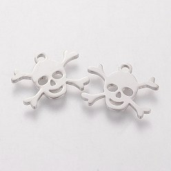 Stainless Steel Color 201 Stainless Steel Pendants, Skull, Stainless Steel Color, 12x16x1.1mm, Hole: 1.5mm