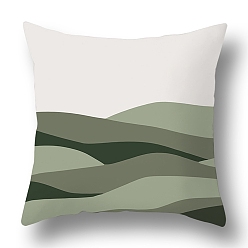 Mountain Housses de coussin en polyester abstraites, série verte, style nordique, géométrie, Housse de coussin, pour canapé canapé-lit, carrée, montagne, 440x440mm